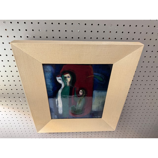 Polia Pillin Incredible Polia Pillin Glazed Plaque in Original Frame C1958 Titled Nocturne For Sale - Image 4 of 12