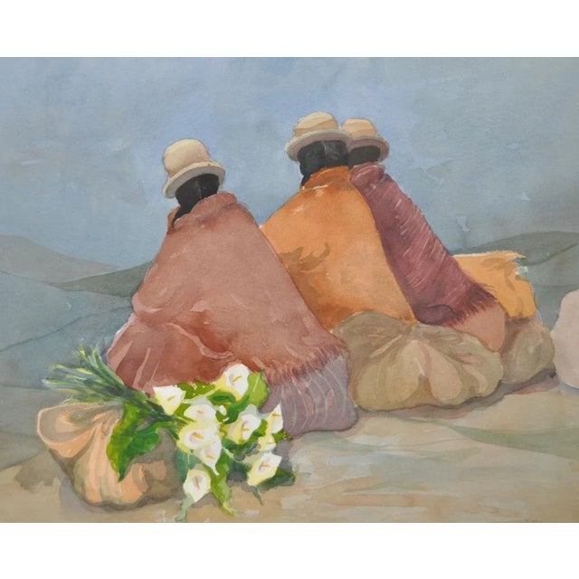 Latin American Women w/ Calla Lilies Original Watercolor by Sabine A beautiful original watercolor of three Latin American...