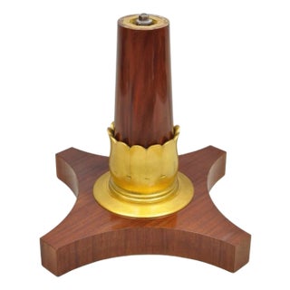 Vintage French Regency Style Mahogany & Gold Gilt Plume Table Pedestal Base (B) For Sale