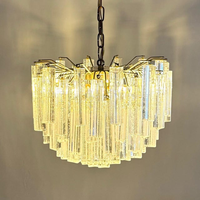 1970s Italian Murano Trilobal Prism Pendant Light in Clear Glass, 1970s For Sale - Image 5 of 12