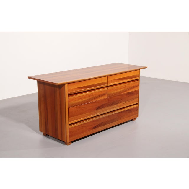 Italian Architectural Chest of Drawers in Walnut, 1970 For Sale - Image 12 of 12