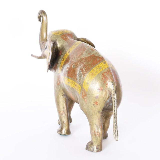 Anglo Indian Cast Brass Elephant With Enamel For Sale In West Palm - Image 6 of 8