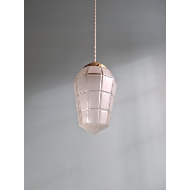 Art Deco Pendant Light in Faceted Satin Glass, 1920s For Sale - Image 3 of 11