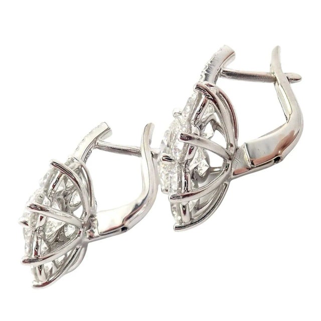 T Foster & Co Platinum Flower 4.84ctw Diamond Stud Halo Earrings GIA For Sale In Philadelphia - Image 6 of 12