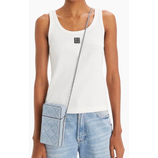 2025 Tory Burch Fleming Quilted Suede Leather Phone Crossbody Bag Shoulder Denim For Sale - Image 14 of 17