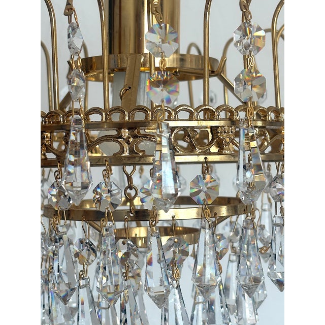 Brass and Lead Crystal Chandelier by Joska Bodenmais, 1970s For Sale - Image 6 of 17