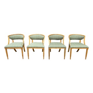 Set of 4 Custom Restoration Hardware Swedish Demi-Lune Chairs For Sale
