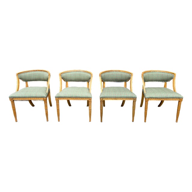 Set of 4 Custom Restoration Hardware Swedish Demi-Lune Chairs For Sale