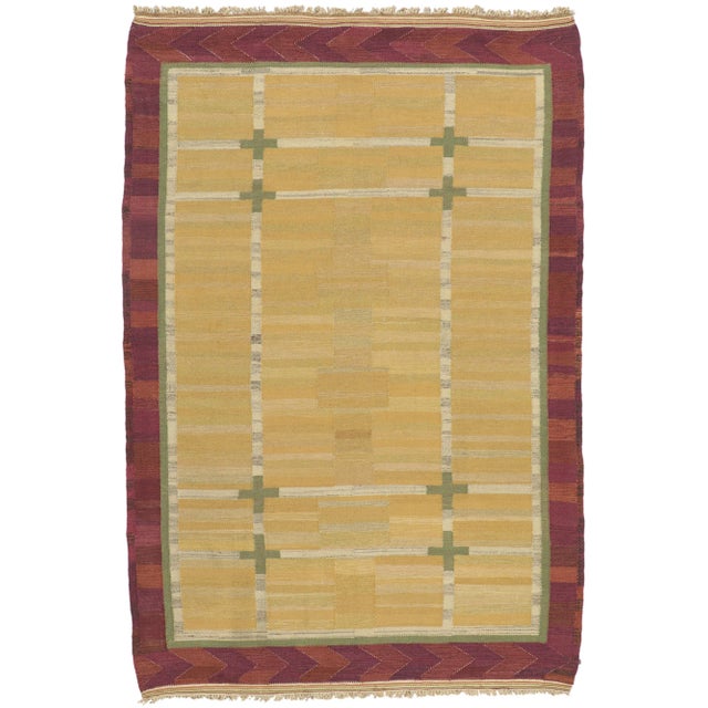 Mid 20th Century Vintage Swedish Kilim Rollakan Rug, 4'7 X 6'9 For Sale - Image 10 of 10
