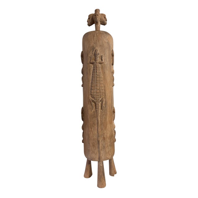 African Vintage Unique Dogon Hand Carved Wooden Box Mali 26" H For Sale - Image 3 of 6