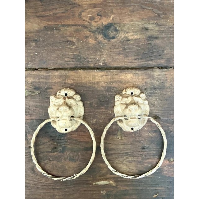 Vintage Lion Head Wall Mounted Towel Holders For Sale - Image 12 of 12