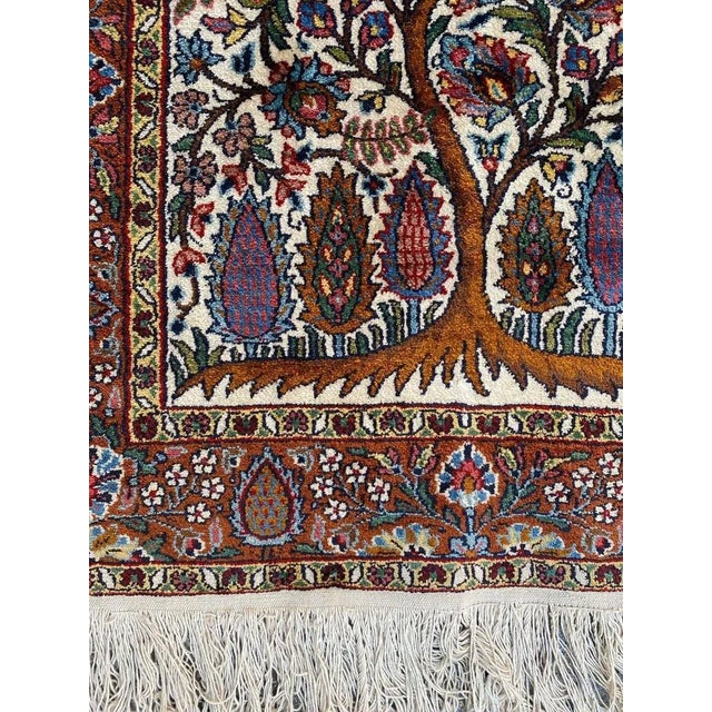 Small Vintage Indian Fine Silk Rug For Sale - Image 3 of 18