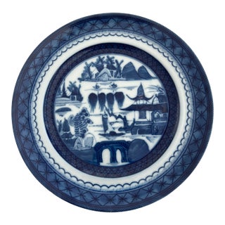 Rare Mottahedeh Blue Canton Luncheon Plate Numbered Charleston Vista Alegre For Sale