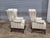 Mid 20th Century Pair Mahogany Chippendale Style Armchairs Wing Chairs Blue Silk Striped Fabric For Sale - Image 9 of 11