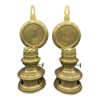 Pair of English Antique Oil Burning Sconces For Sale