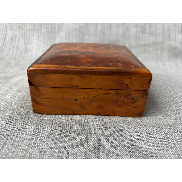 Early 20th Century Small Antique Burl Hinged Box For Sale - Image 5 of 16