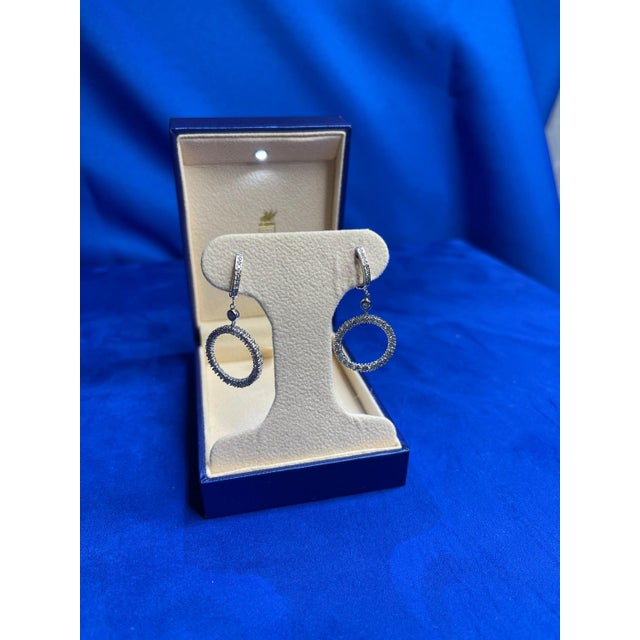 2 Carat Round Circle Shape Brilliant Cut Diamond Hoop 14 Karat White Gold Huggies, A Pair For Sale - Image 9 of 10