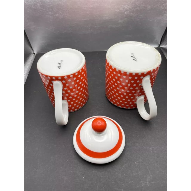 Modern Vintage Fitz & Floyd Swiss Polka Dot Sugar & Creamer Set For Sale - Image 3 of 5
