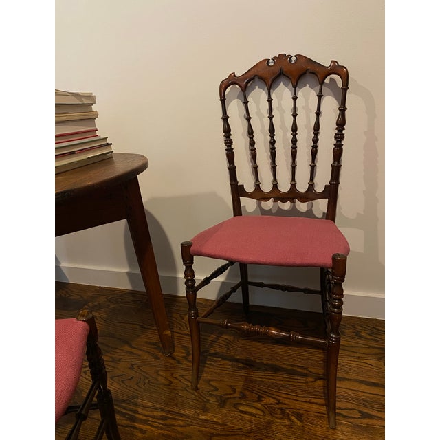 Italian Set of 4 Attributed to Giuseppe Gaetano Descalzi Midcentury Italian Chiavari Chairs, 1950s For Sale - Image 3 of 12