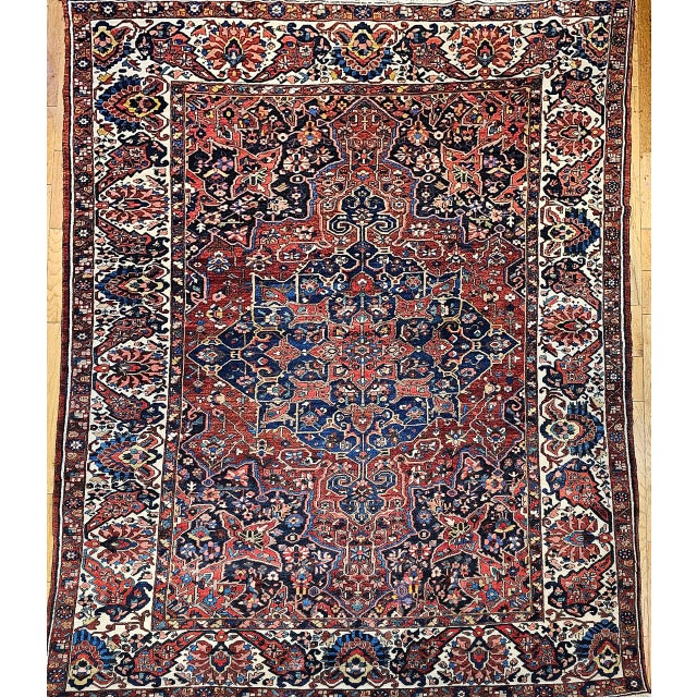 Ruby Red Vintage Oversize Bakhtiari Rug, Handwoven Geometric Pattern, Burgundy & Ivory, 11’ X 15’ For Sale - Image 8 of 16