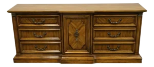 Stanley Furniture Solid Walnut Italian Neoclassical Tuscan Style 70" Triple Door Dresser