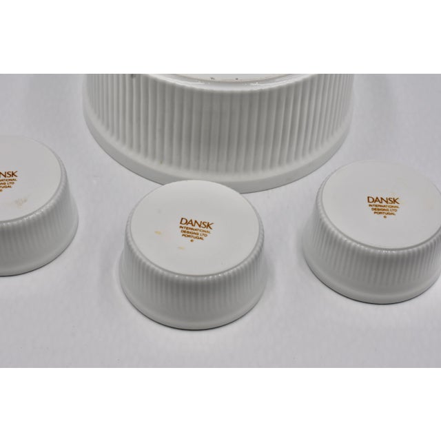 Ceramic 1970s Dansk Bistro 4pc Christianshavn Ribbed Ramekins & Soufflé Casserole Dish For Sale - Image 7 of 7