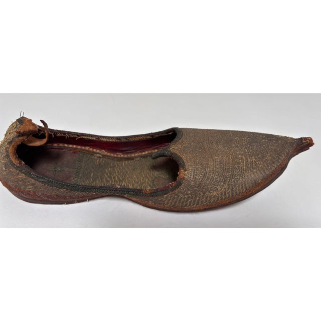 Antique Mughal-Style Gold Embroidered Leather Slipper (Single), India/Punjab Region, circa 1900 A rare and evocative...