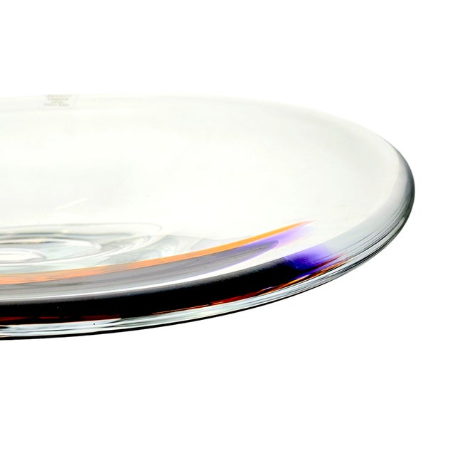 Göran Wärff for Kosta Boda Orchid Glass Dish – Signed 17.5" Sculptural Centerpiece Bowl, Sweden For Sale In San Francisco - Image 6 of 12