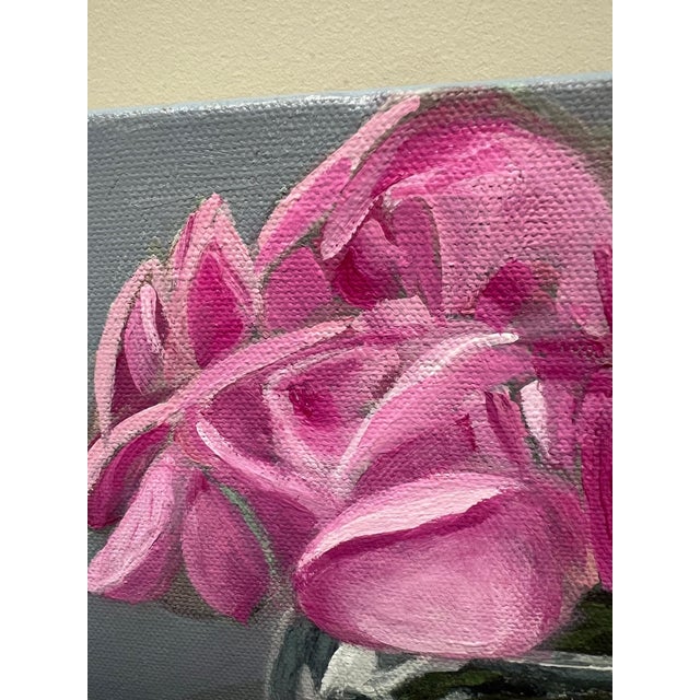 “The Quints" Contemporary Impressionist Floral Still Life With Roses in Green by Mill Valley Artist Mary Anne McKernie For Sale - Image 4 of 7