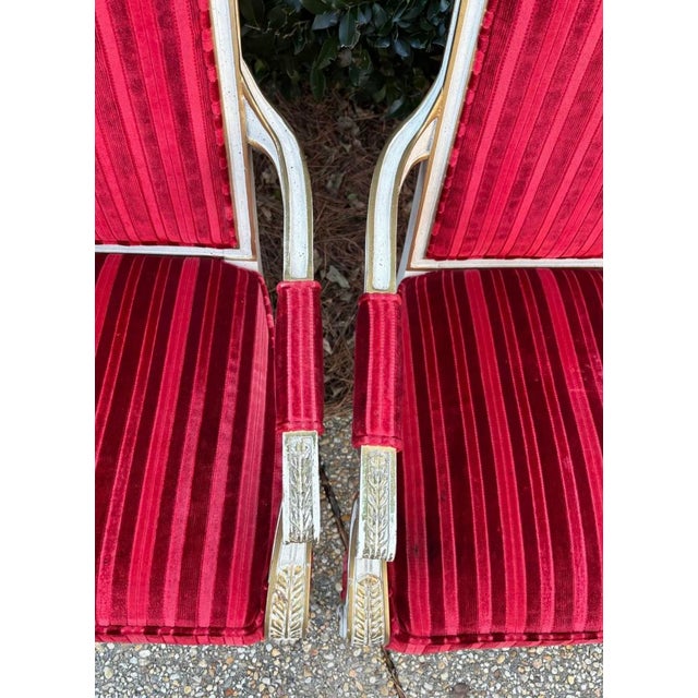 Mid 20th Century Florentine French Style High Back Whitewash Gold Accent Chairs, a Pair For Sale - Image 4 of 10