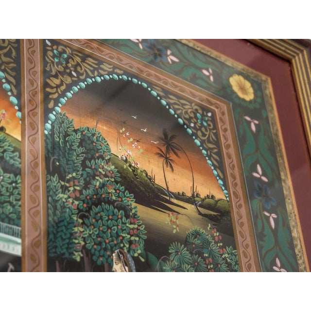 2000 - 2009 Indian Krishna and Gopi Painting on Silk For Sale - Image 5 of 8