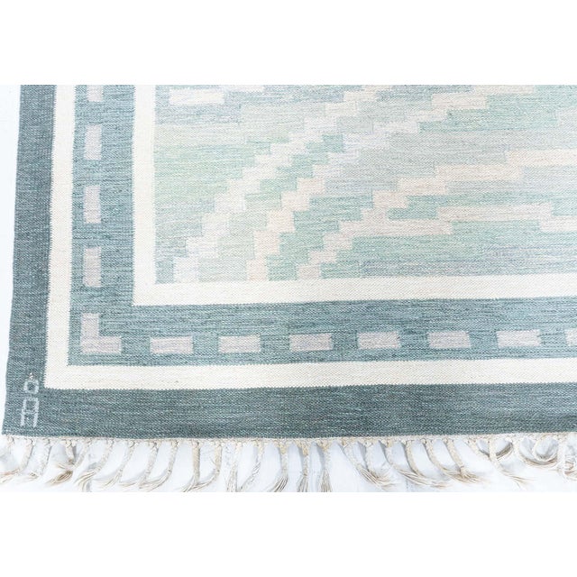 Textile Doris Leslie Blau Artisan Vintage Swedish Abstract Slate Gray Hand-Knotted Rug For Sale - Image 7 of 10