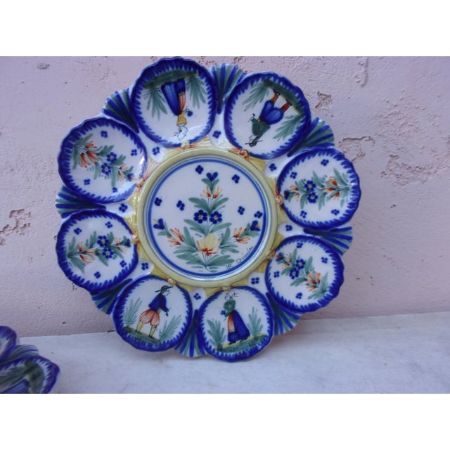 Ceramic 19th Century French Faience Server Oyster Henriot Quimper For Sale - Image 7 of 10