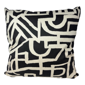 New Black and Ivory Abstract Pattern Fabric Decorative Accent Throw Pillow Large