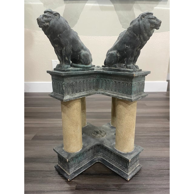 Beaux-Arts Neoclassical Four-Lion Composite Pedestal Table Base For Sale - Image 3 of 5