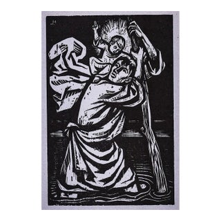 Walter Mellman St Christopher Woodcut For Sale