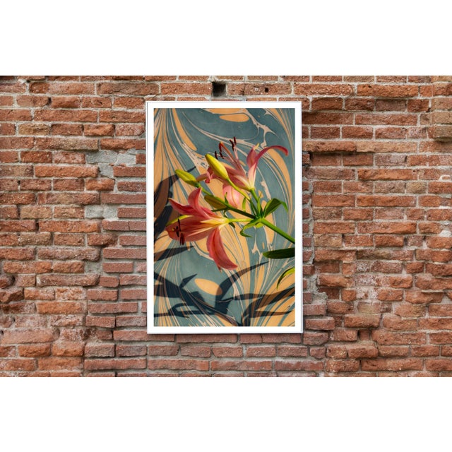 2020s 2021 "Pink Lilies on Marble Swirls" Still Life Limited Edition Giclée Print by Kind of Cyan For Sale - Image 5 of 7
