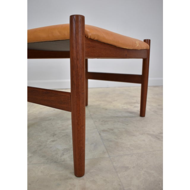 Mid Century Danish Leather Footstool Attributed to Spottrup Mobelfabrik For Sale - Image 17 of 18