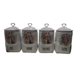 12 Piece Rare Pattern Victoria Czecho Slovakia Canisters W/ Spice Canisters For Sale