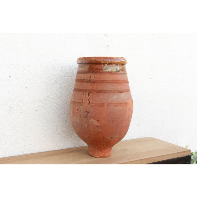 Large Mediterranean Terracotta Glazed Rim Floor Vase For Sale - Image 4 of 11