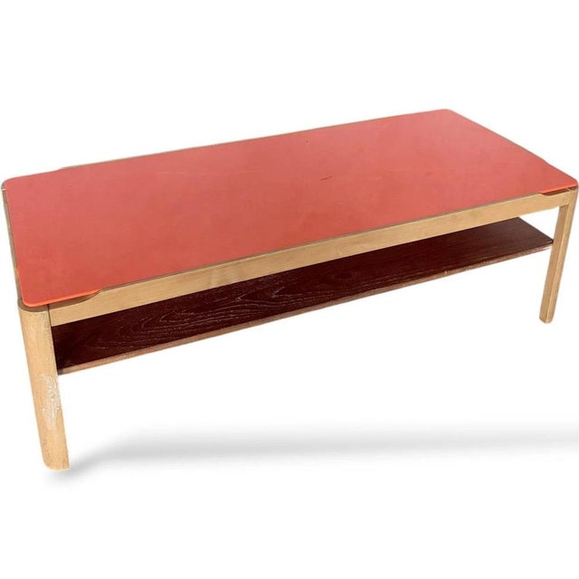Mid-Century Modern Coffee Table in Orange Acrylic and Teak, 1960s For Sale - Image 3 of 9