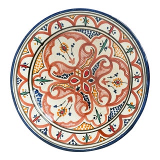 Vintage Moroccan Safi Hand Painted Ceramic Bowl For Sale
