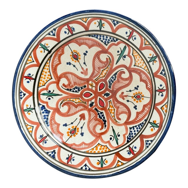 Vintage Moroccan Safi Hand Painted Ceramic Bowl For Sale