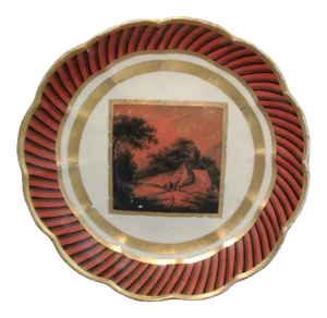 1800 George III Derby Porcelain Scene Near Deptford Kent Plate Dish