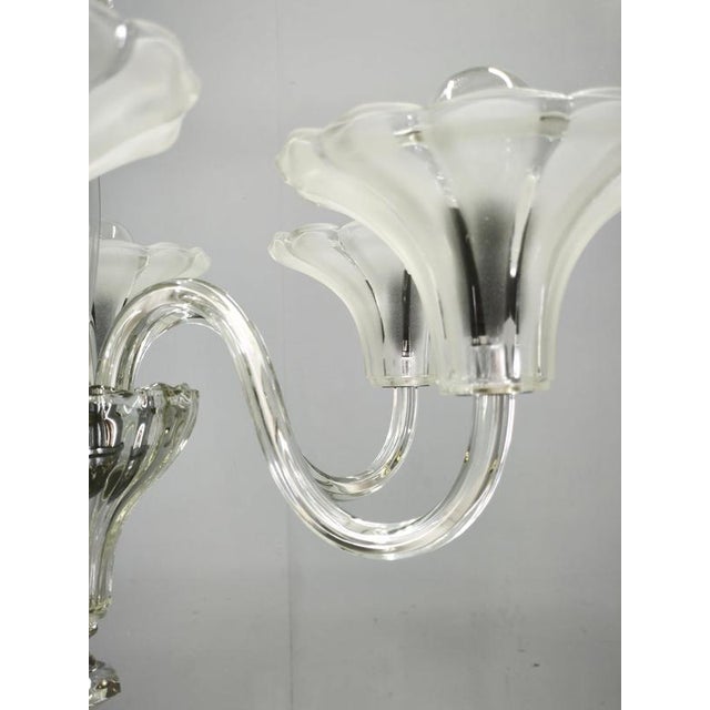 Art Deco Six-Arm Glass Chandelier, Czechoslovakia, 1930s For Sale - Image 3 of 12
