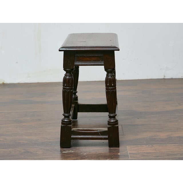 Brown 19th Century English Oak Joint Stool with Turned Legs For Sale - Image 8 of 12