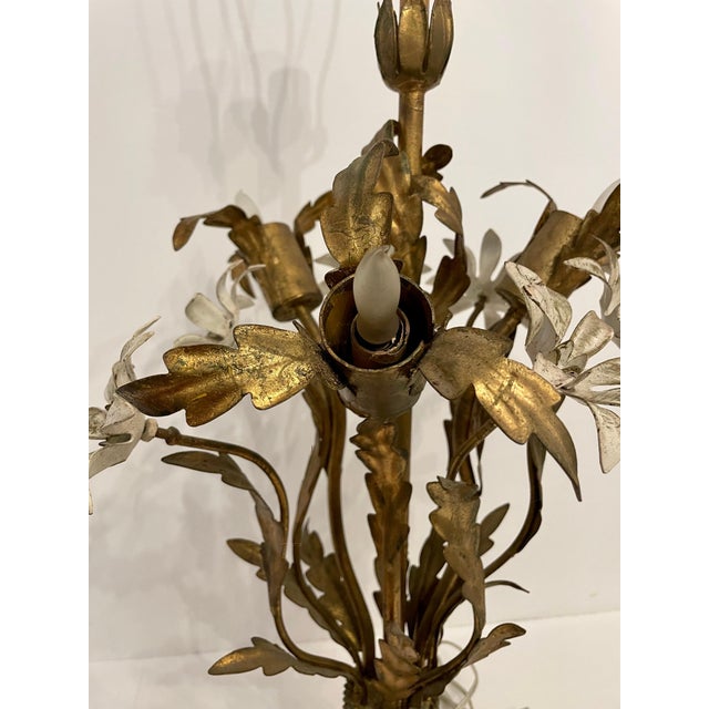 Painted Gilt Italian Tole Lamp For Sale - Image 9 of 10