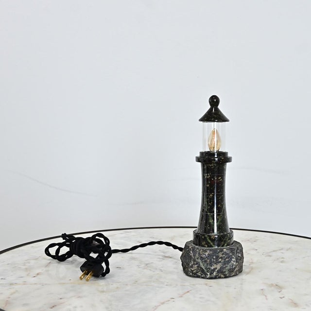Vintage English Cornish Serpentine Stone Lighthouse Lamp For Sale In Baton Rouge - Image 6 of 7