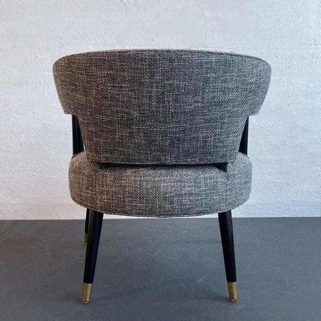 1950s Mid-Century Modern Upholstered Barrel Back Accent Chair For Sale In New York - Image 6 of 9