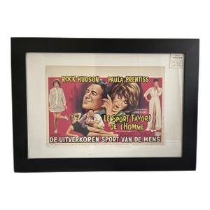 Rock Hudson With Paula Prentiss Rare 1950's Movie Poster Framed